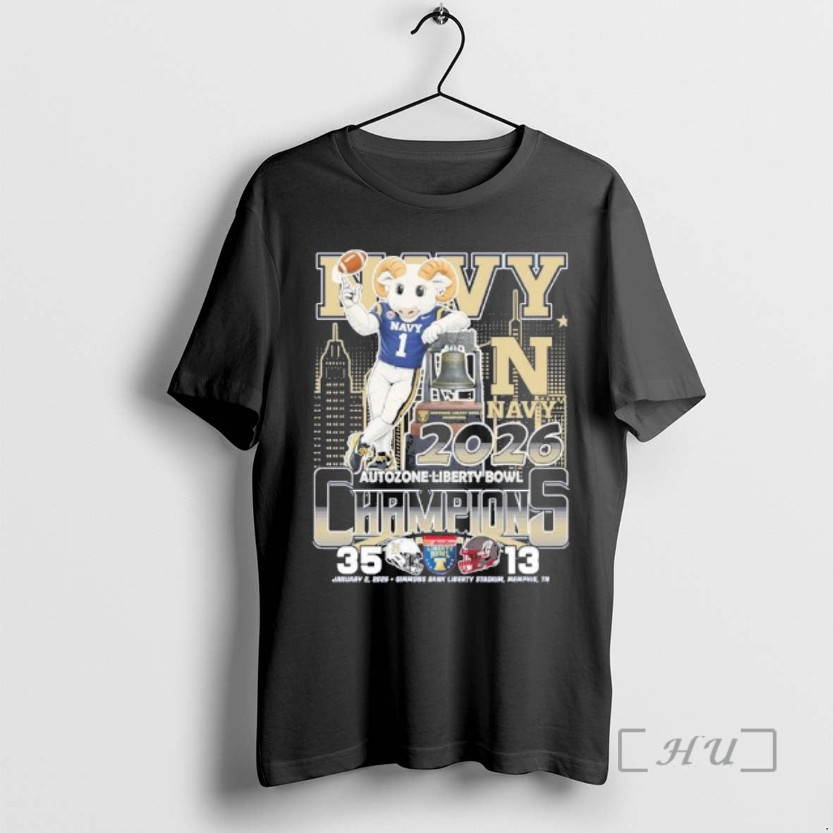 Officials Navy Midshipmen 2026 Autozone Liberty Bowl Champions Mascot Score