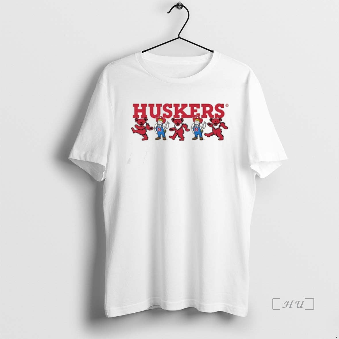 Officials Nebraska Cornhuskers X Grateful Dead Dancing Bears Mascot Double Sided Graphic Premium T Shirts