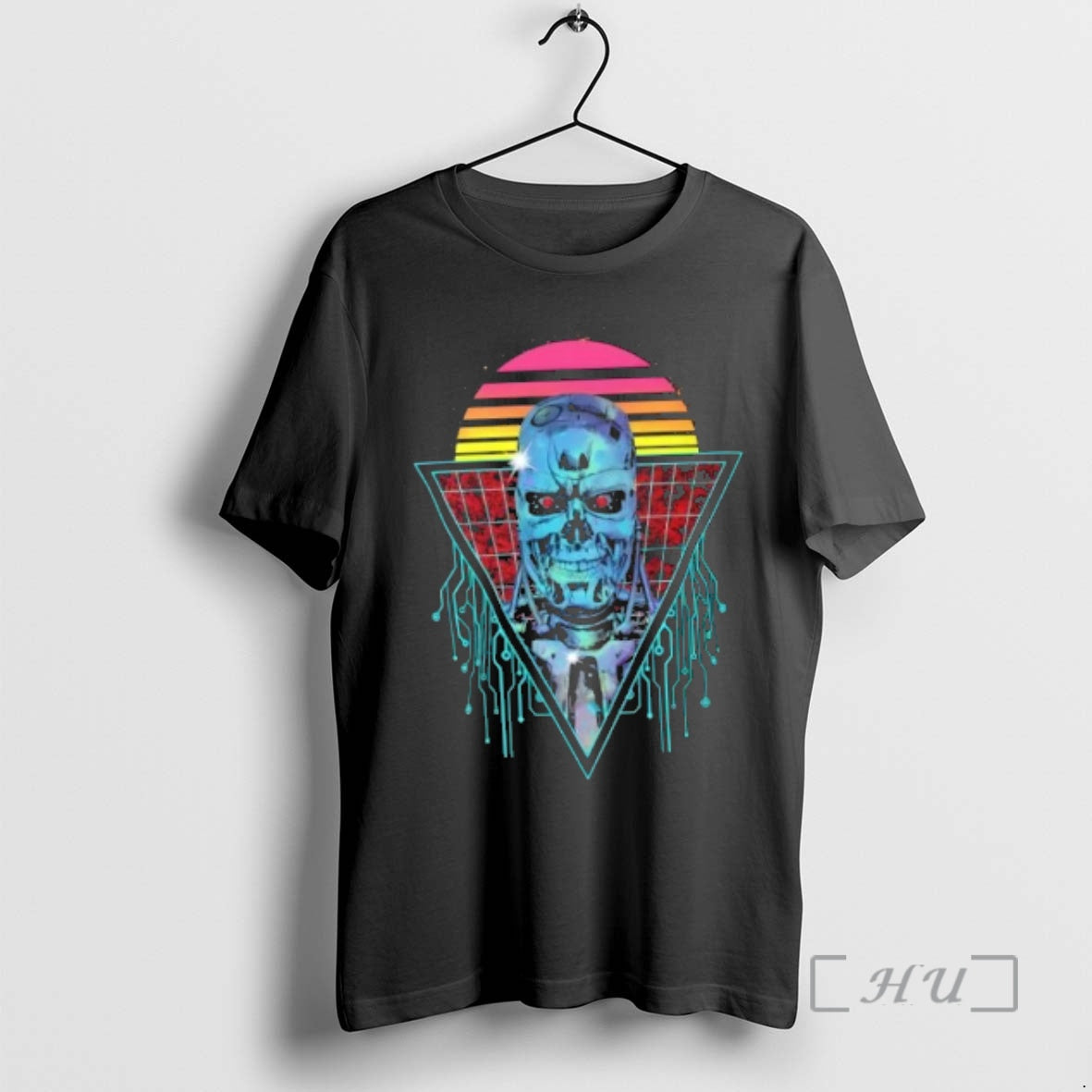 Officials Neon Terminator T 800 Skull Vaporwave Vintage