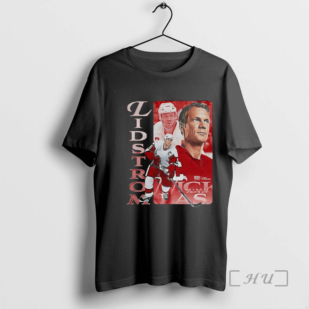 Officials Nicklas Lidstrom Detroit Red Wings Ice Hockey Name Vertical Graphic Premium T Shirts Sweater