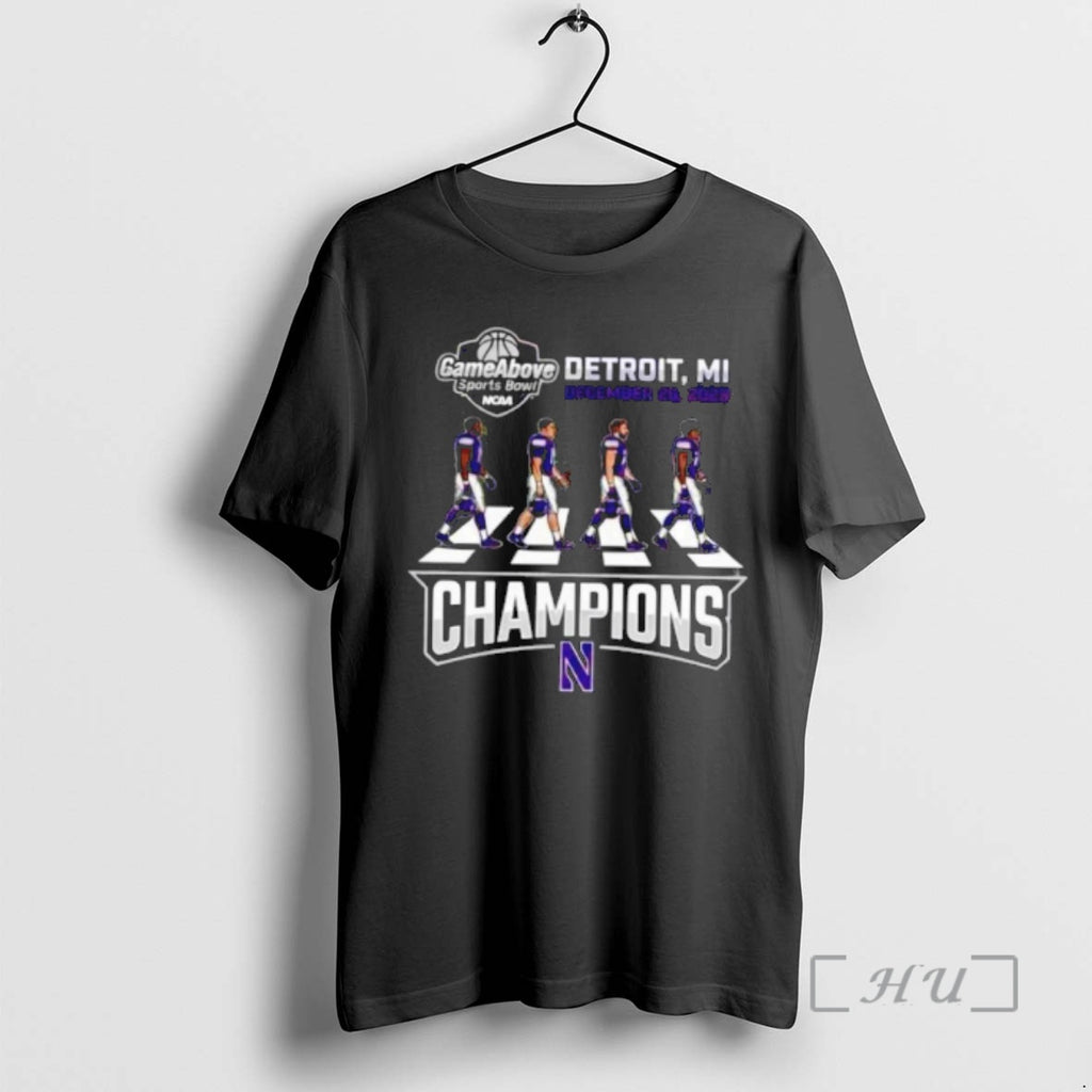 Officials Northwestern Wildcats 2025 Gameabove Sports Bowl Champions Abbey Road Parody Premium T Shirts Sweater
