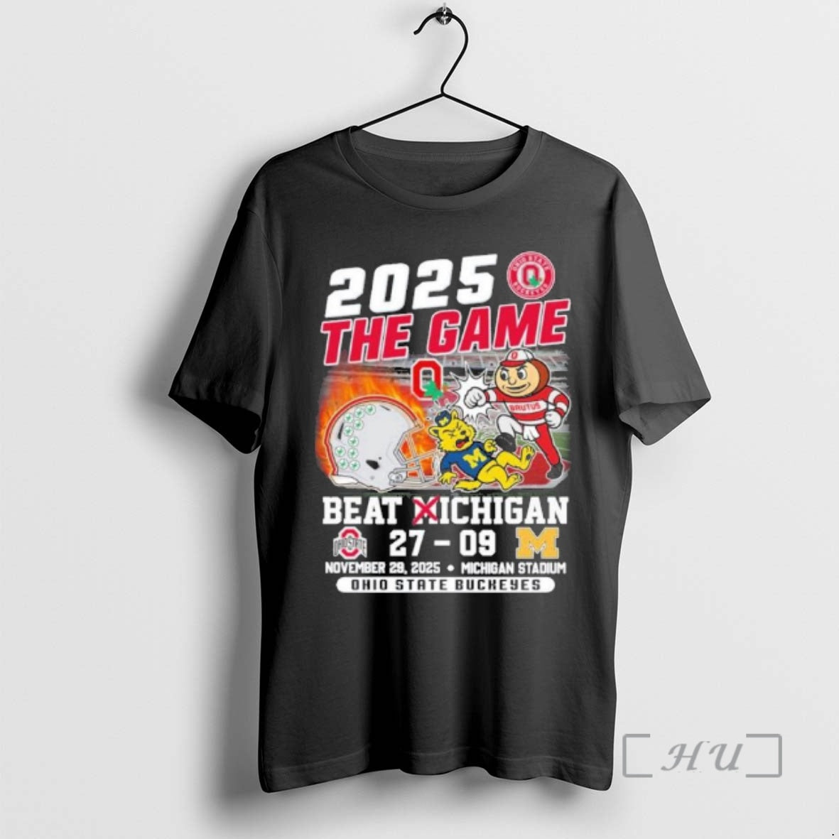 Officials Ohio State Mascot Knockout Michigan 2025 The Game 27 9 Score Premium T Shirts