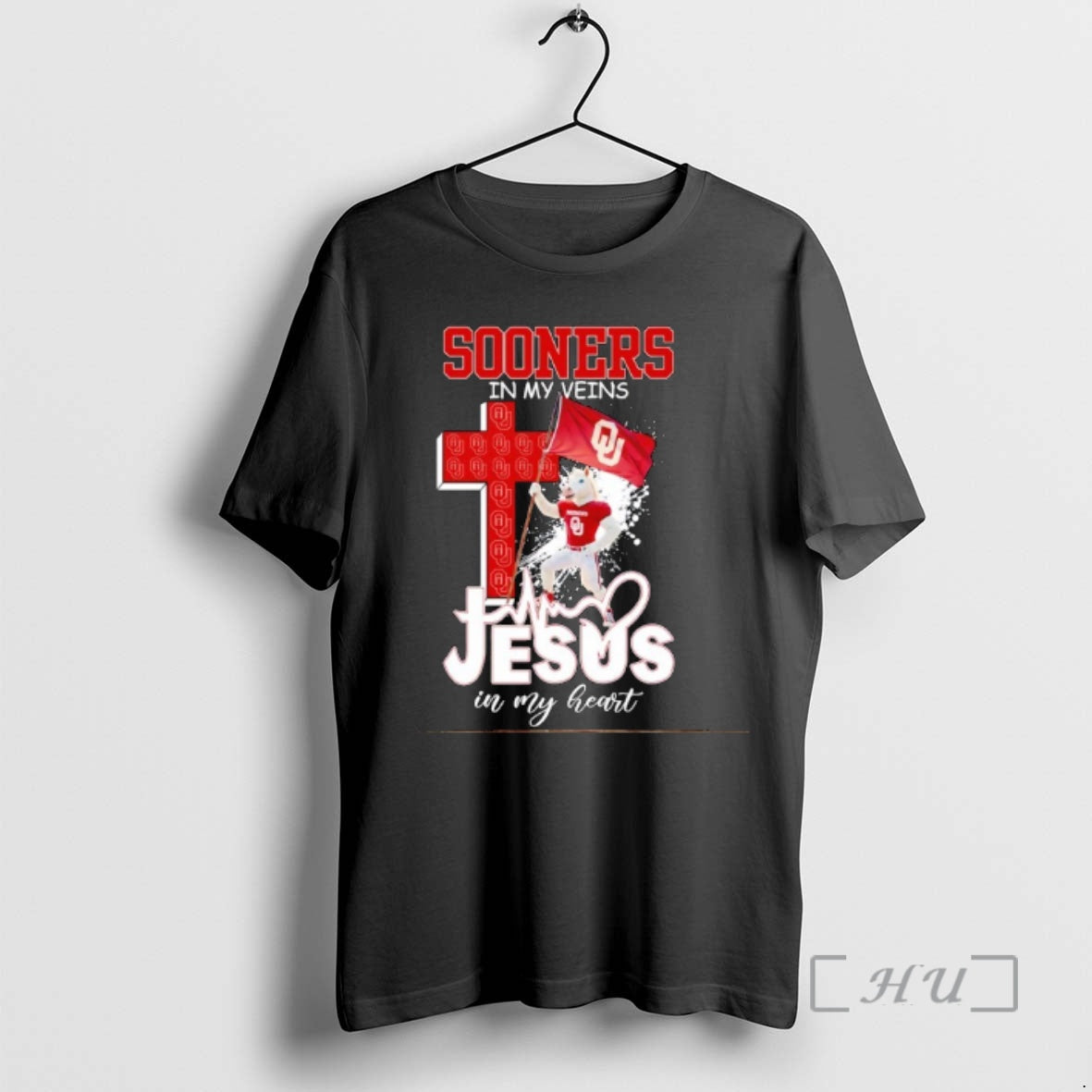 Officials Oklahoma Sooners Football In My Veins Jesus In My Heart Mascot Flag Premium