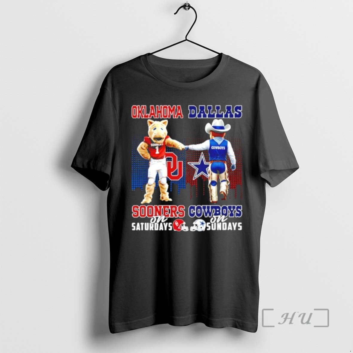 Officials Oklahoma Sooners On Saturdays Vs Dallas Cowboys On Sundays Mascot Skyline Premium T Shirts