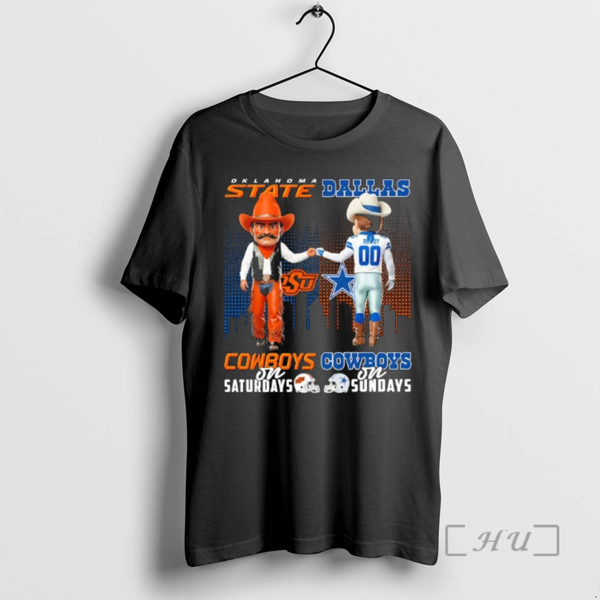Officials Oklahoma State Cowboys On Saturdays X Dallas Cowboys On Sundays Mascot Premium T Shirts