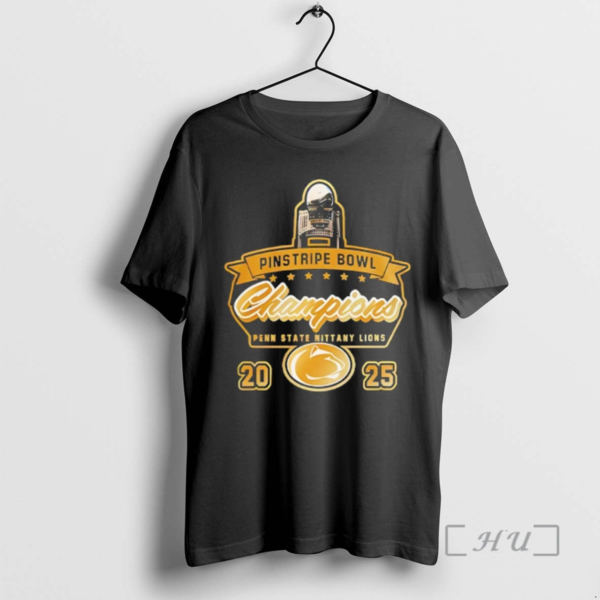Officials Penn State Nittany Lions 2025 Pinstripe Bowl Champions Gold Trophy Premium T Shirts Sweater