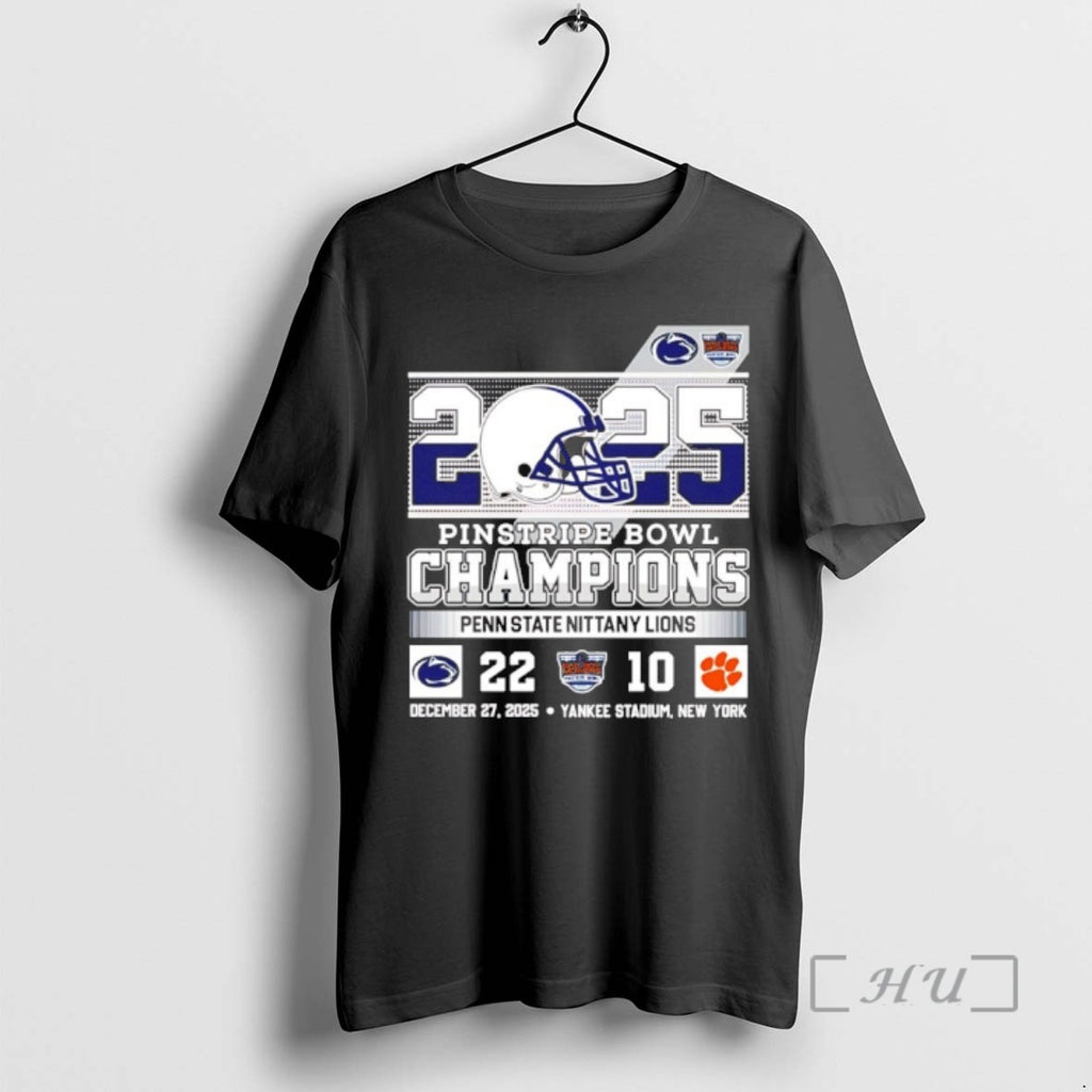 Officials Penn State Nittany Lions Football 2025 Pinstripe Bowl Champions 22 10 Score Premium