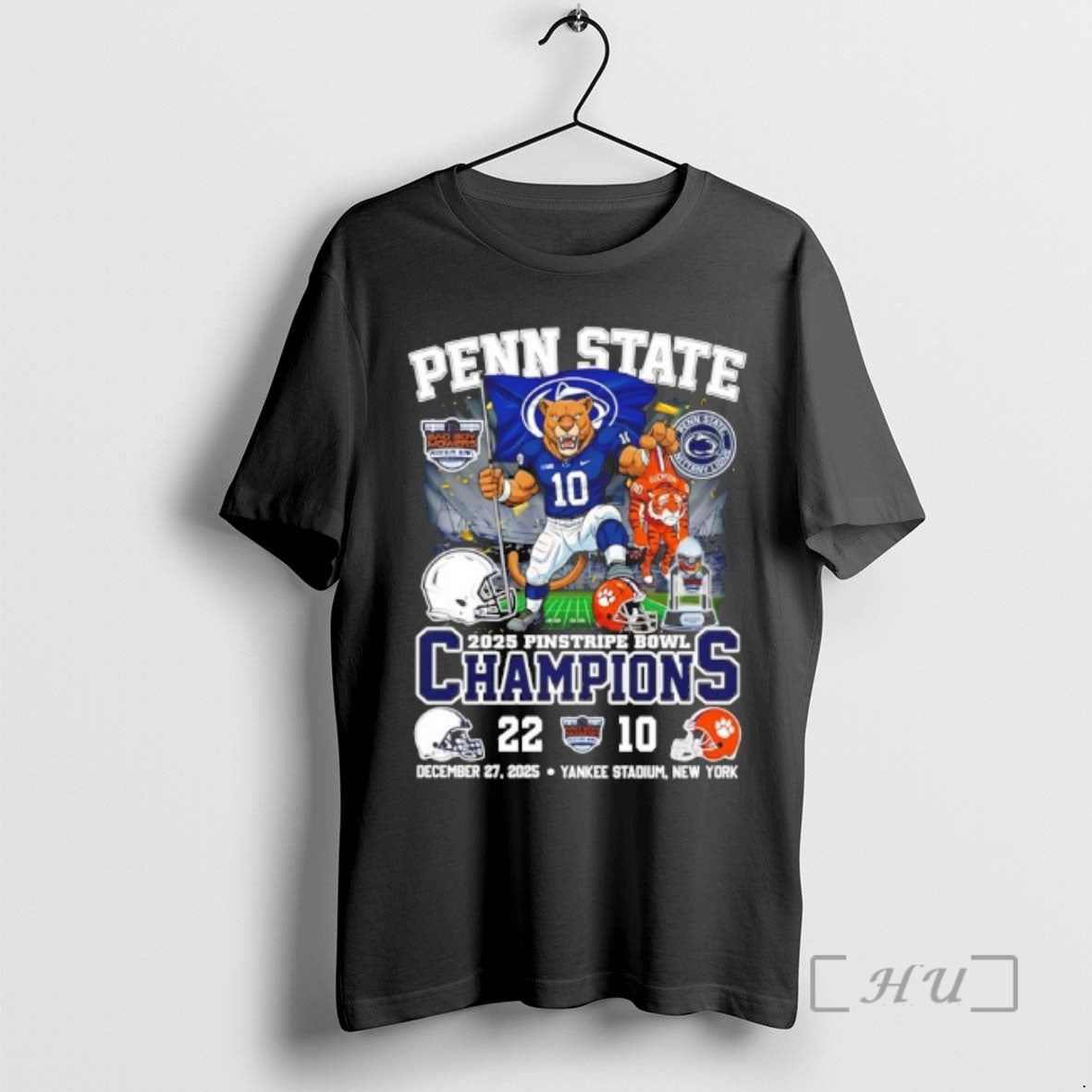 Officials Penn State Nittany Lions Football Pinstripe Bowl Champions 2025 Mascot Score Premium T Shirts