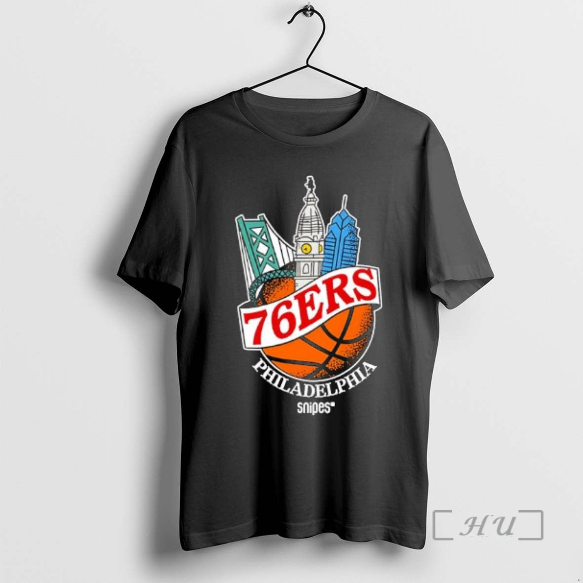 Officials Philadelphia 76ers Snipes Benjamin Franklin Bridge And Philadelphia City Hall Tower Premium T Shirts