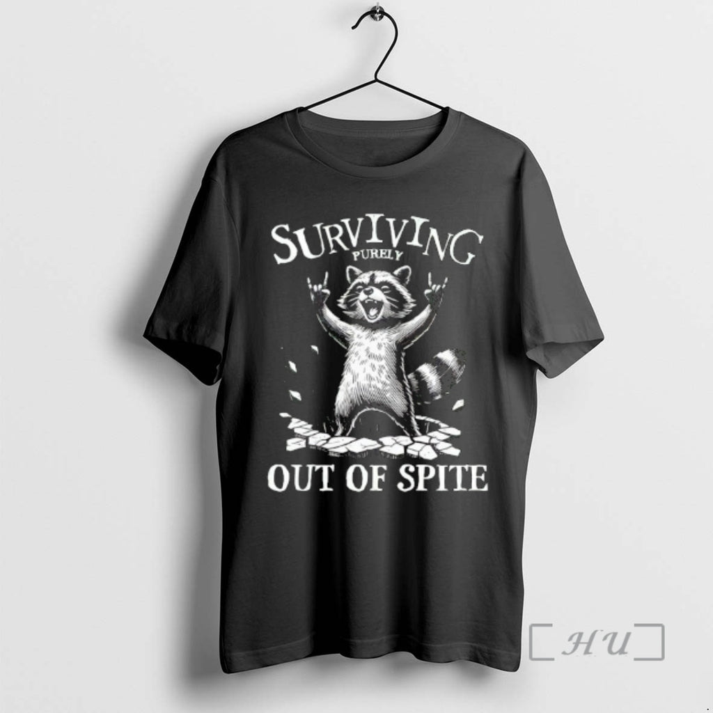 Officials Raccoon Rock And Roll Hand Surviving Purely Out Of Spite Vintage Premium T Shirts