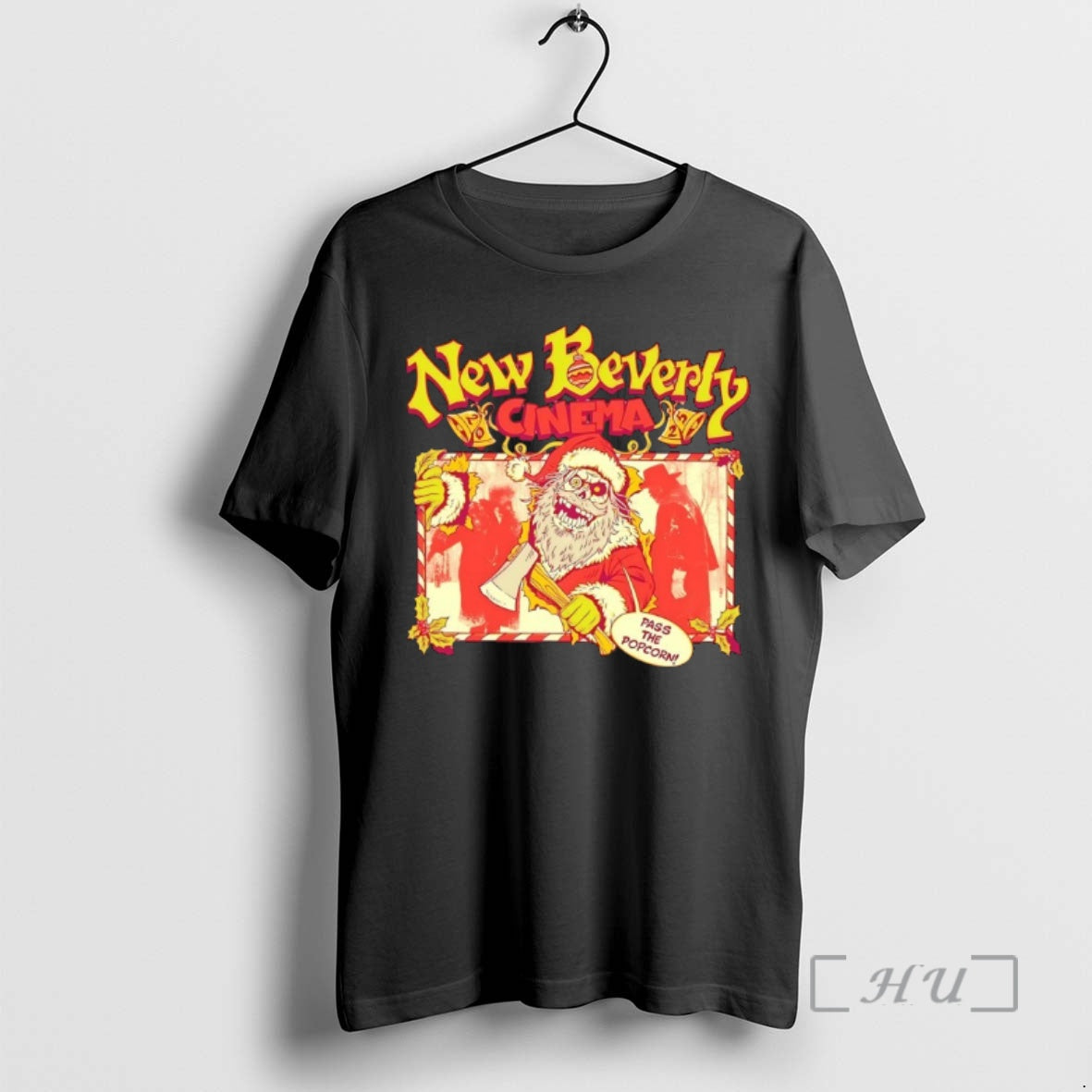Officials Santa Horror 2025 New Beverly Cinema Holiday Christmas Pass The Popcorn Premium T Shirts