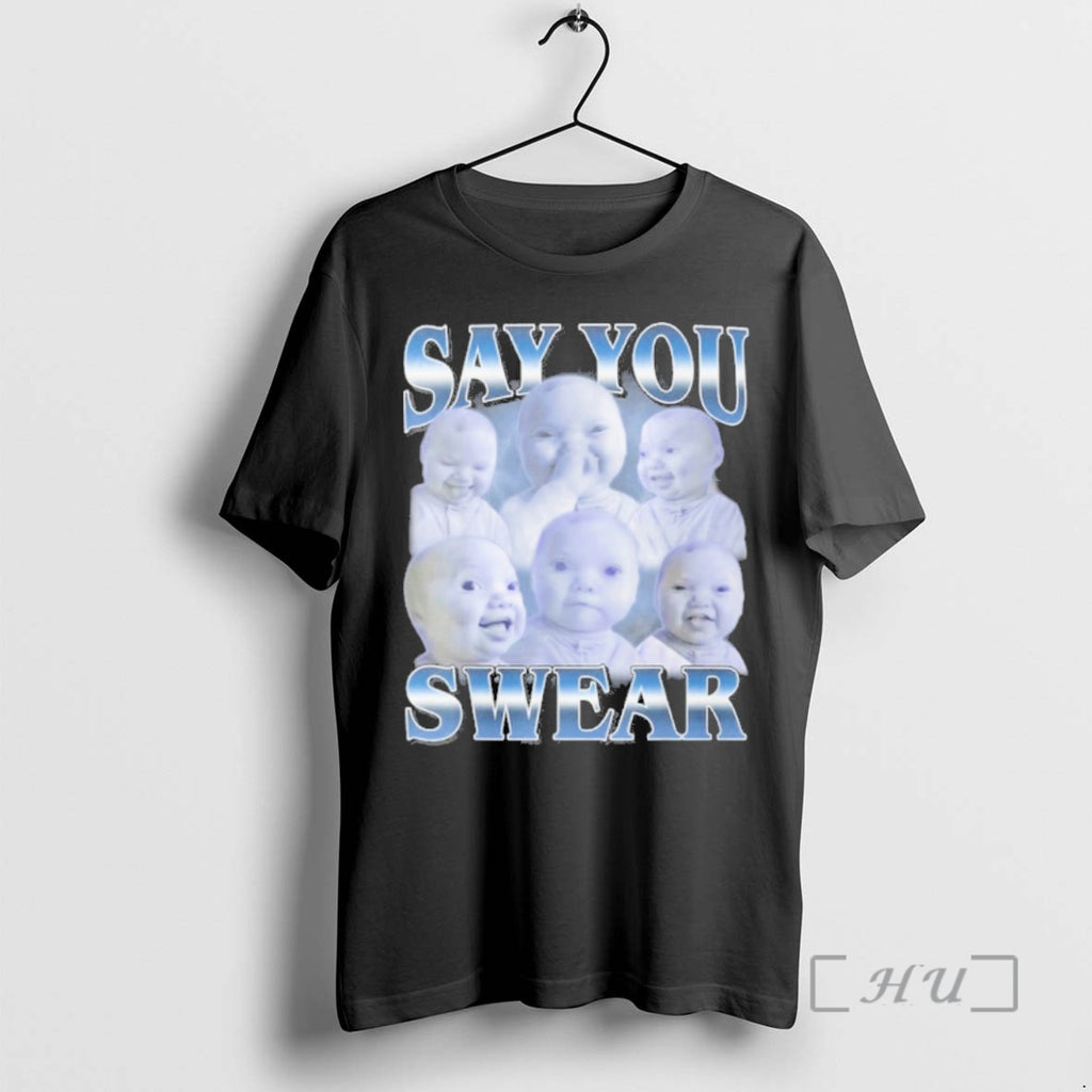 Officials Say You Swear Ai Niche Baby Holding Back Laugh Genz Meme Premium T Shirts