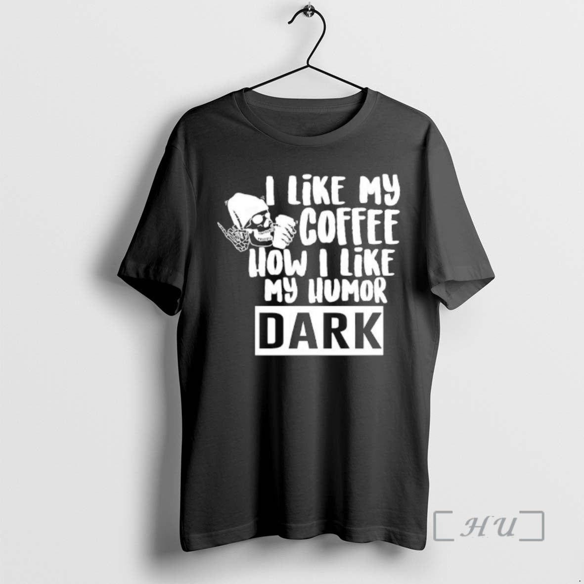 Officials Skull I Like My Coffee How I Like My Humor Dark Premium T Shirts