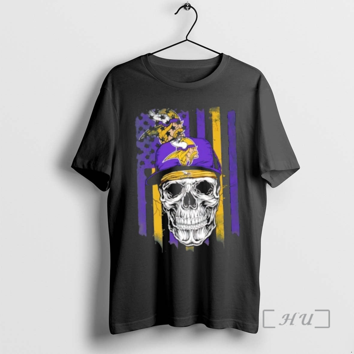 Officials Skull Wearing A Cap Minnesota Vikings Us Flag