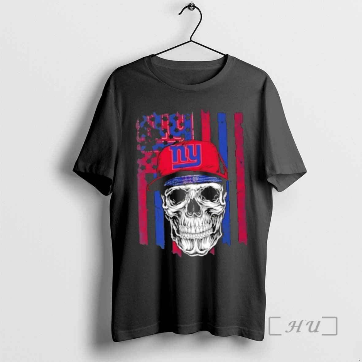 Officials Skull Wearing A Cap New York Giants Us Flag