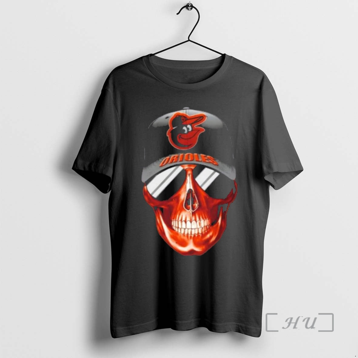 Officials Skull Wearing A Cap Baltimore Orioles And Smiling With Fans Premium T Shirts Sweater