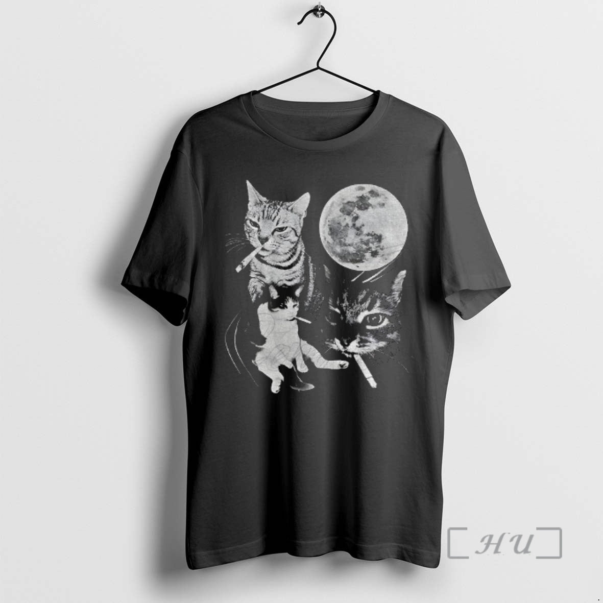 Officials Smoking Cigarettes Cats Full Moon Vintage