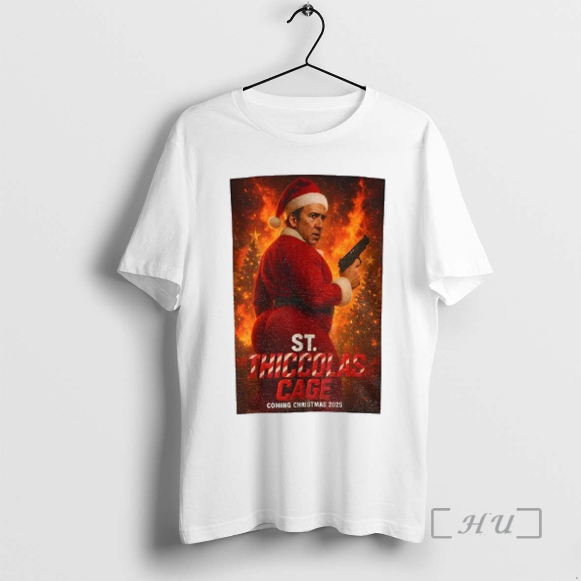Officials St Thiccolas Cage Coming Christmas 2025 Thiccolas Cage Christmas Meme Premium T Shirts Sweater
