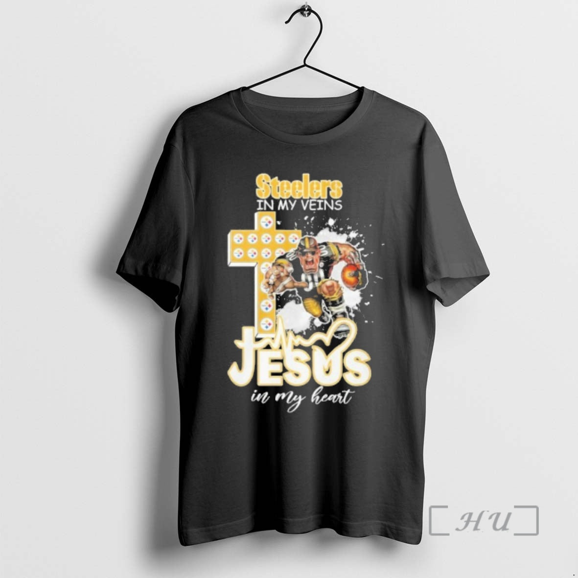 Officials Steelers In My Veins Jesus Mascot In My Heart Mascots Premium T Shirts Sweater