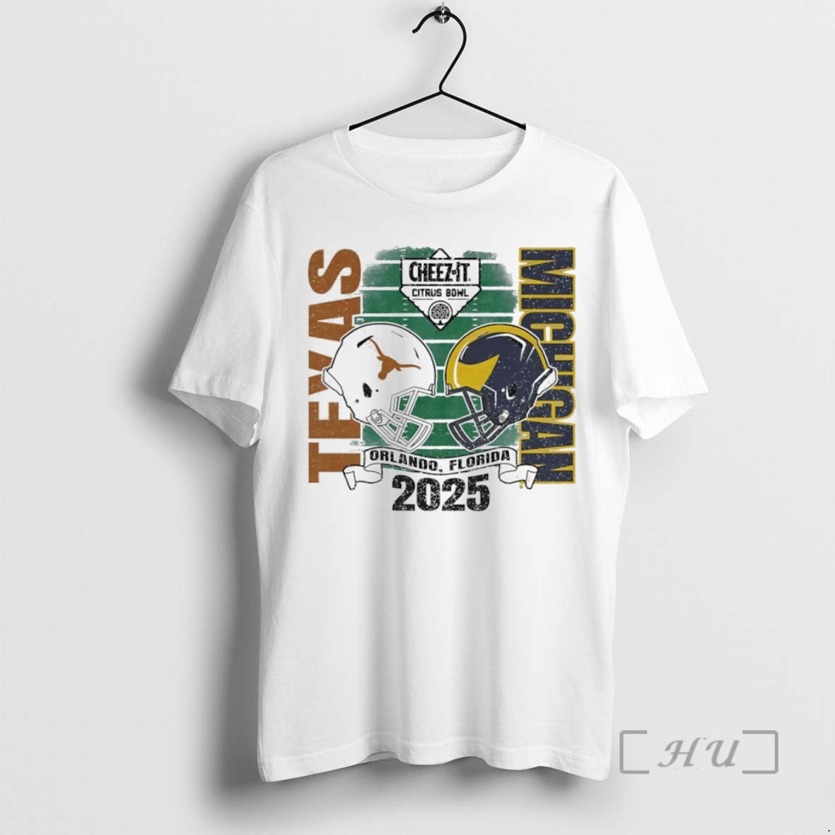 Officials Texas Longhorns Vs Michigan Wolverines 2025 Citrus Bowl Helmet Circle Premium T Shirts Sweater