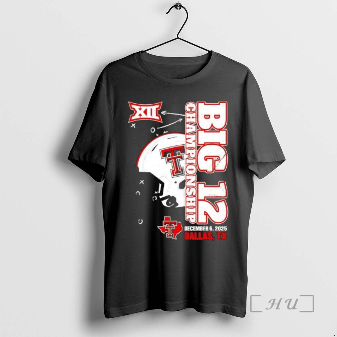 Officials Texas Tech Red Raiders 2025 Big 12 Football Championship Vertical Helmet Premium T Shirts