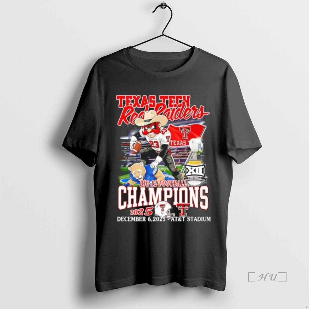Officials Texas Tech Red Raiders Football Big 12 Champions 2025 Mascot Premium T Shirts Sweater