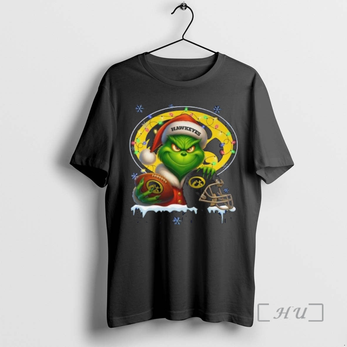 Officials The Grinch X Ball And Helmet Iowa Hawkeyes Merry Christmas 2025 Premium T Shirts