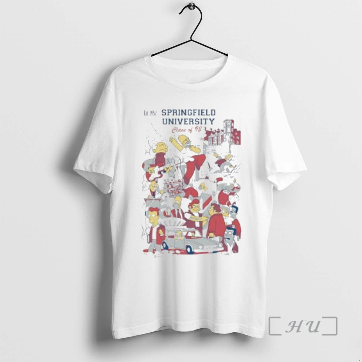 Officials The Simpsons Springfield University Class Of 93 Homer Goes To College Premium T Shirts