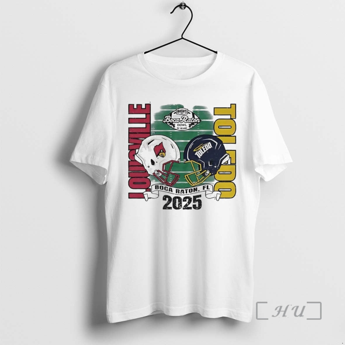 Officials Toledo Rockets Vs Louisville Cardinals 2025 Boca Raton Bowl Helmet Circle Premium T Shirts