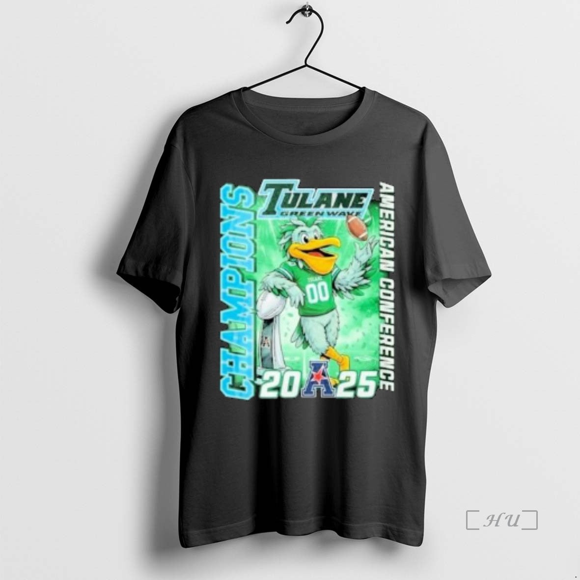 Officials Tulane Green Wave 2025 American Conference Champion Mascot Circle Black Premium T Shirts Sweater