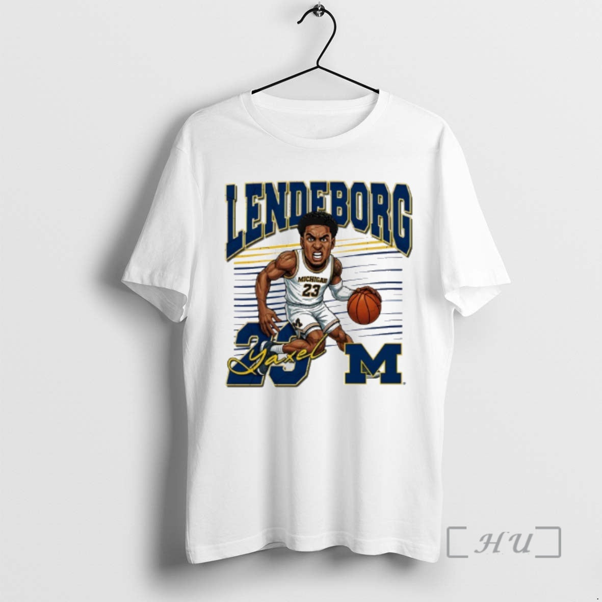Officials Valiant University Of Michigan Basketball Yaxel Lendeborg Caricature