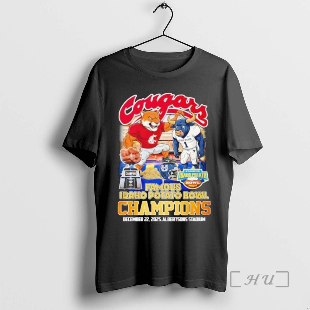 Officials Washington State Cougars Cfp Famous Idaho Potato Bowl Champions 2025 Mascot Premium T Shirts