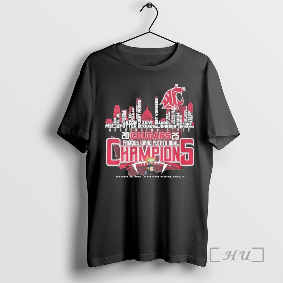 Officials Washington State Cougars Skyline Player Names 2025 Idaho Potato Bowl Champions Premium T Shirts