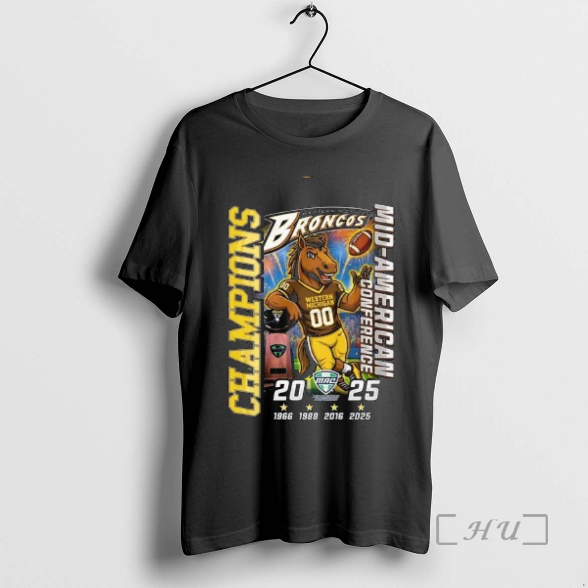 Officials Western Michigan Broncos Champions Mid American Conference 1966 2025 Mascot Circle Black Premium