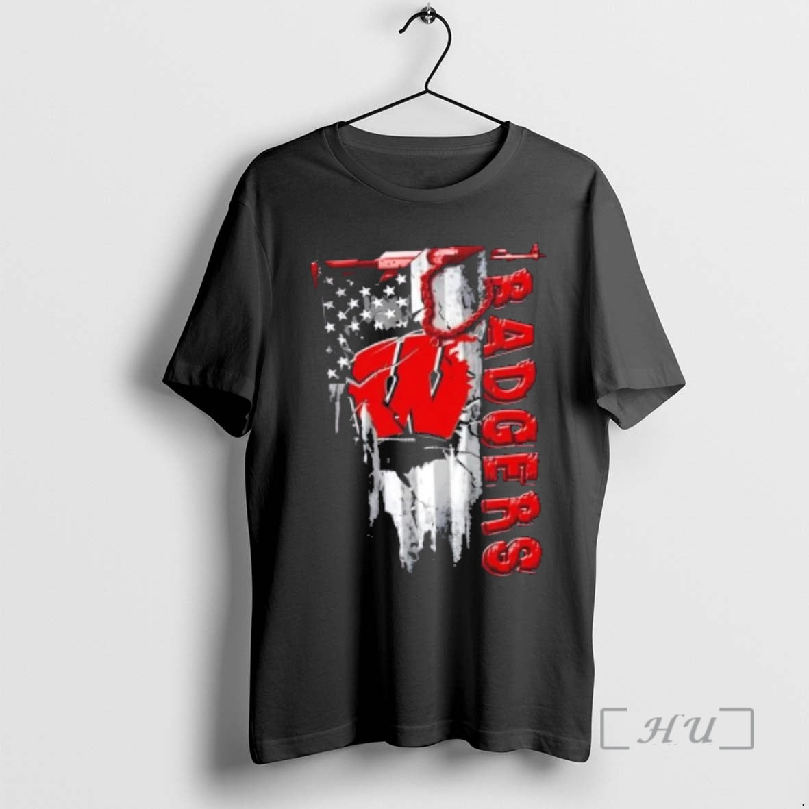Officials Wisconsin Badgers Football Battle Shattered Usa Flag Rip Design