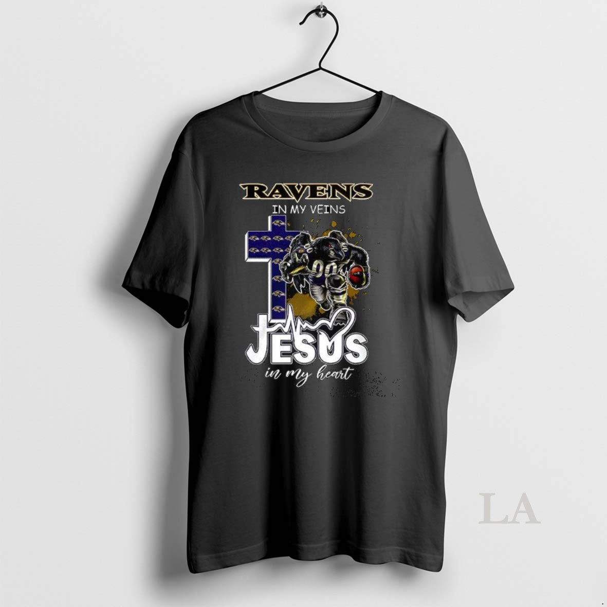 Original Baltimore Ravens In My Veins Jesus In My Heart Mascot