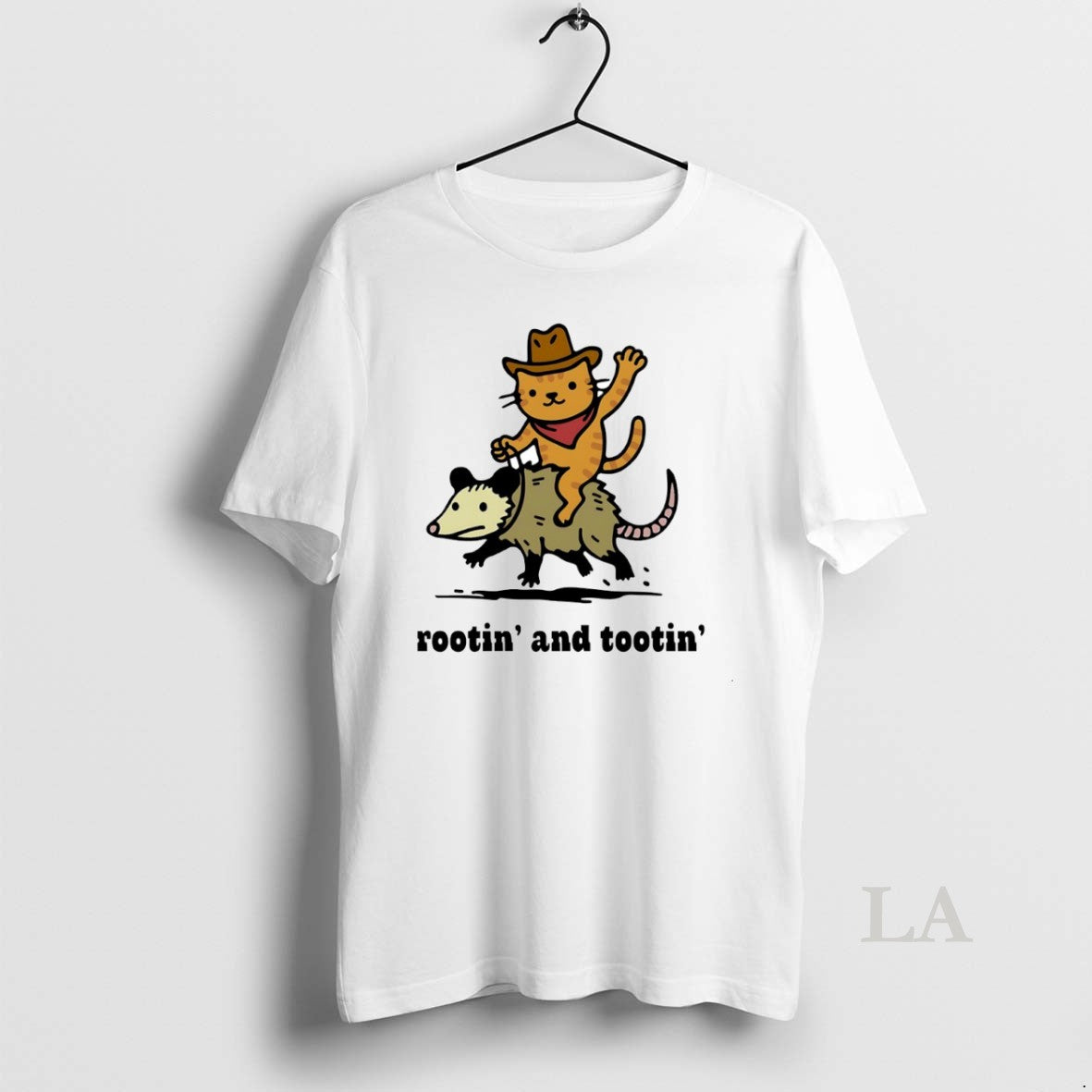 Original Cat Riding Opossum Rootin And Tootin Circle