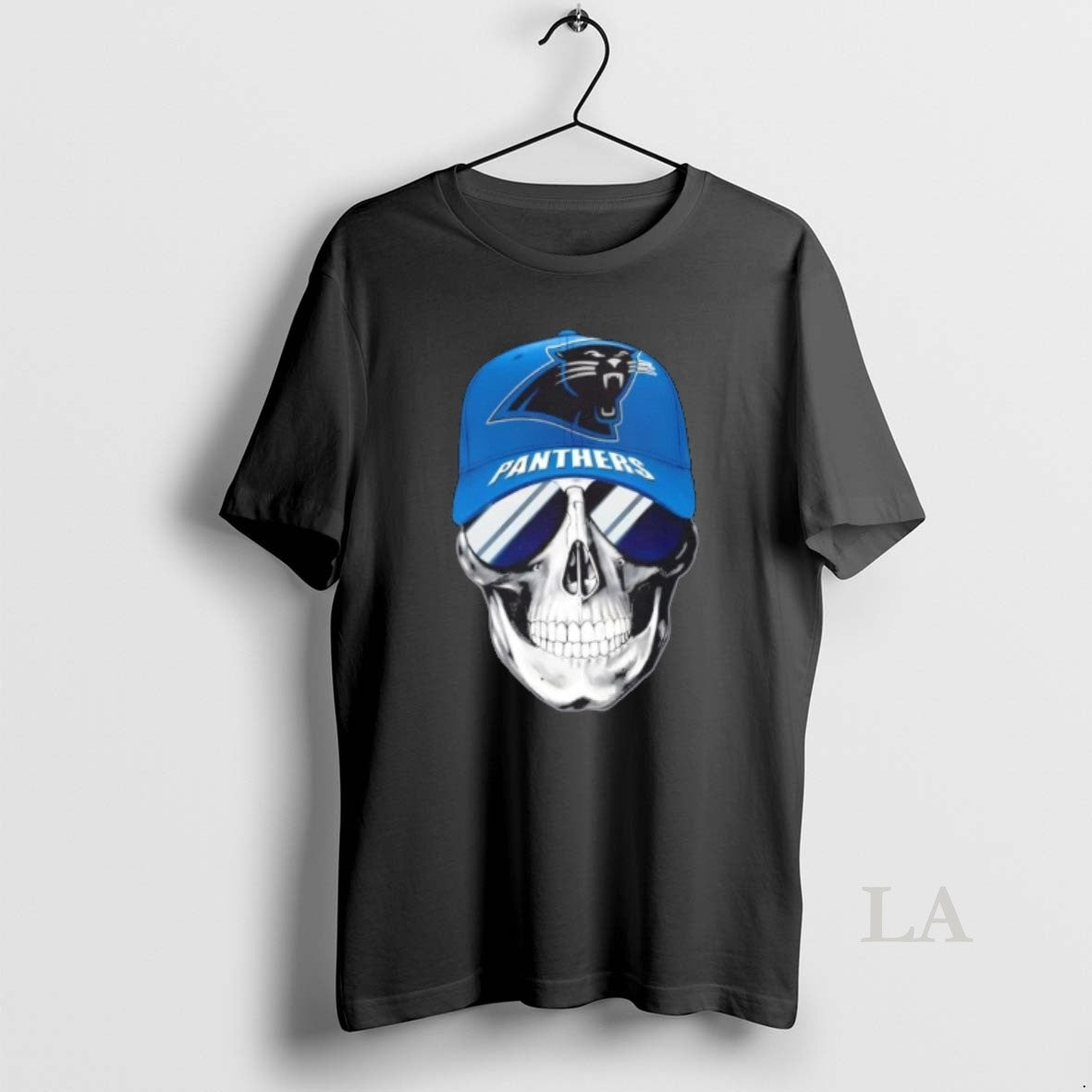 Original Skull Wearing A Cap And Smile Carolina Panthers Fans