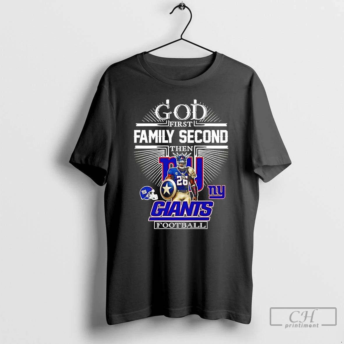 Premium God First Family Second Then New York Giants Football Mascot 2025 T Shirts Sweater