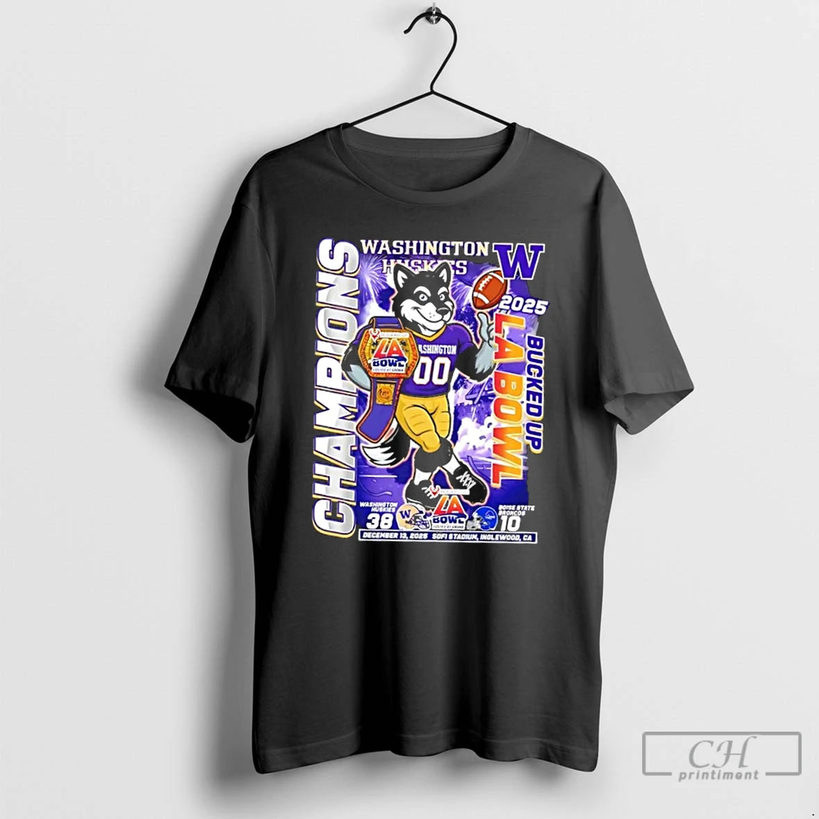 Premium Mascot Washington Huskies 2025 Bucked Up La Bowl Sofi Stadium Inglewood Ca T Shirts