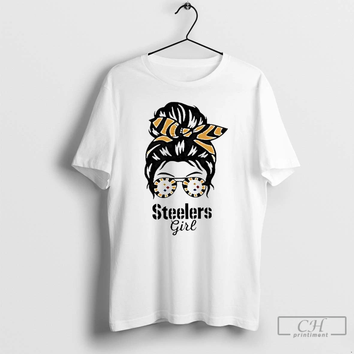 Premium Messy Bun Steelers Girl