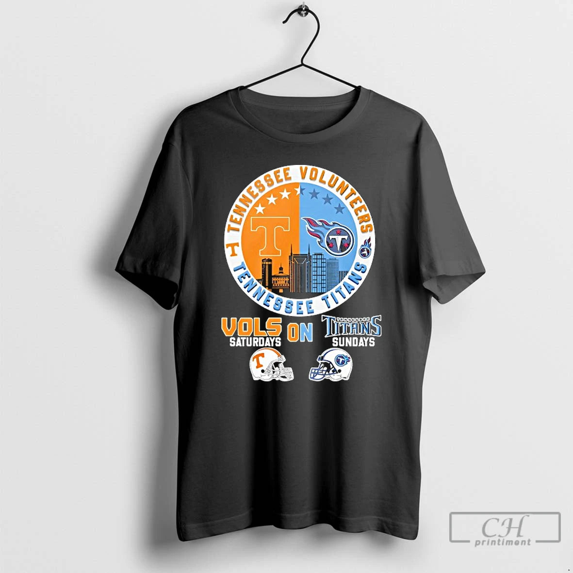 Premium Tennessee Volunteers On Saturdays And Tennessee Titans On Sundays Helmet Logo Mashup T Shirts
