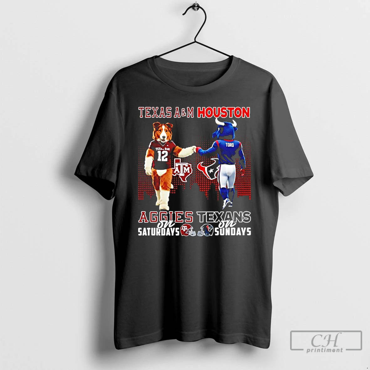 Premium Texas Am Aggies On Saturdays Vs Houston Texans On Sundays Mascot Skyline T Shirts