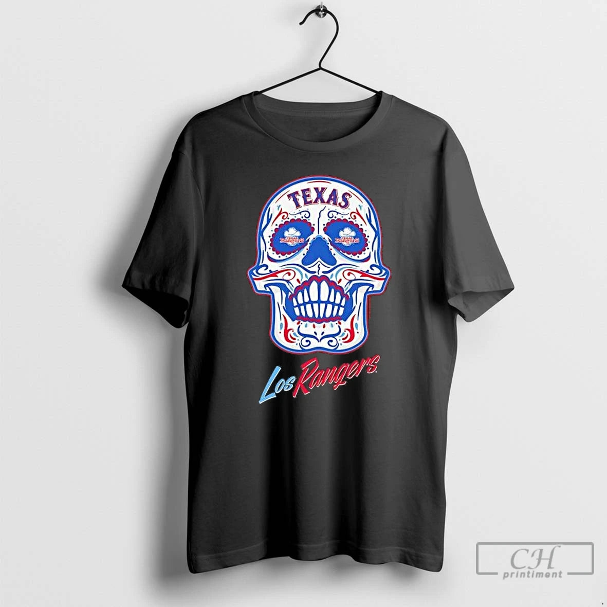 Premium Texas Rangers Sugar Skull Los Rangers