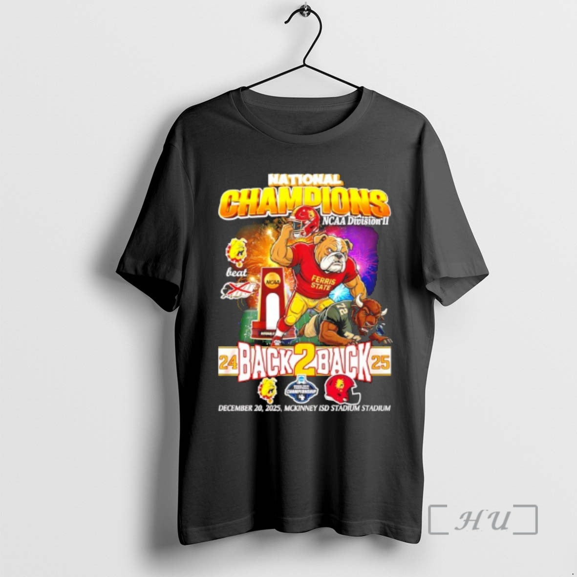 Trending Ferris State Bulldogs Back To Back 2025 National Champions Mascot Premium T Shirts Sweater