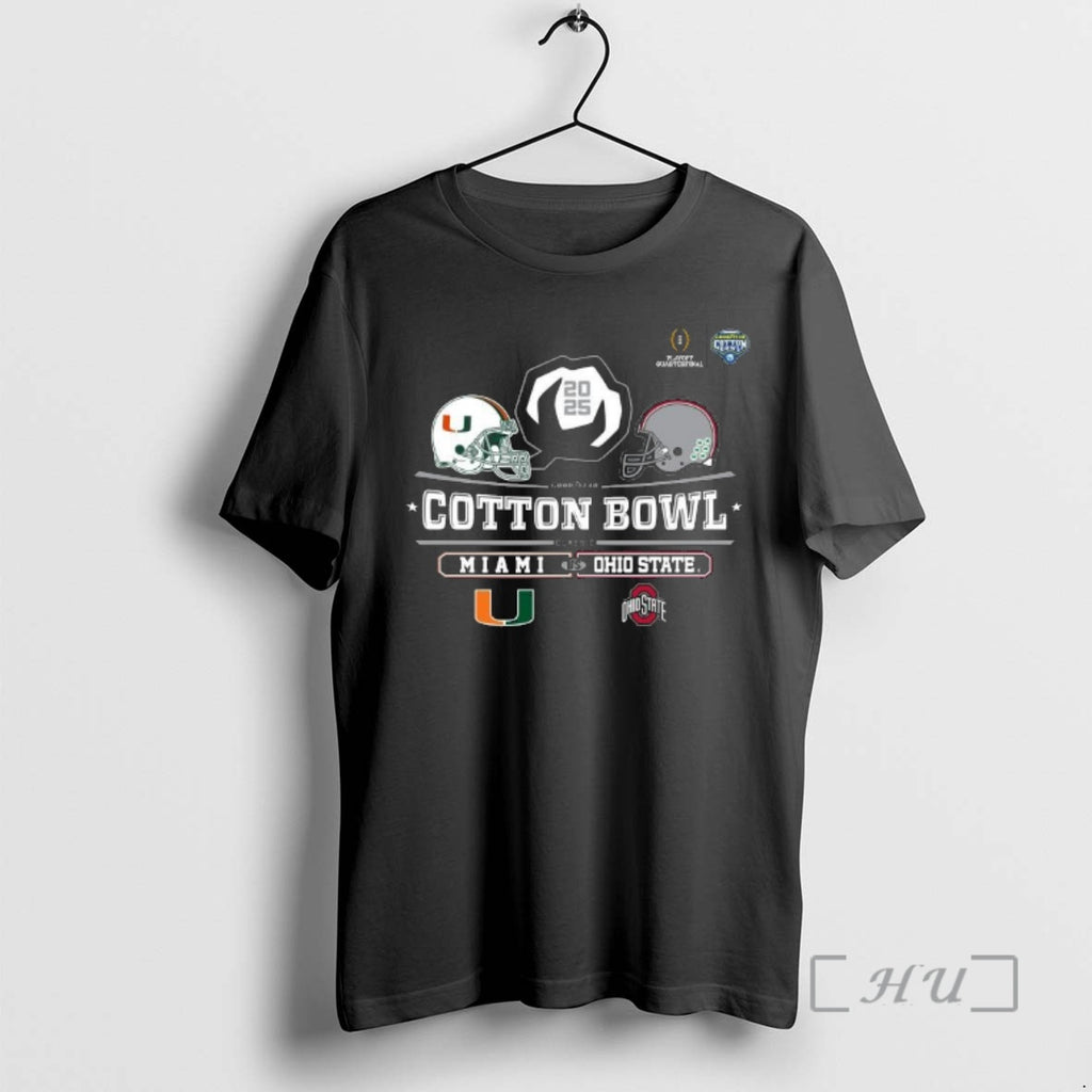 Trending Miami Vs Ohio State 2025 Cotton Bowl Helmet Logo December 31 Premium T Shirts