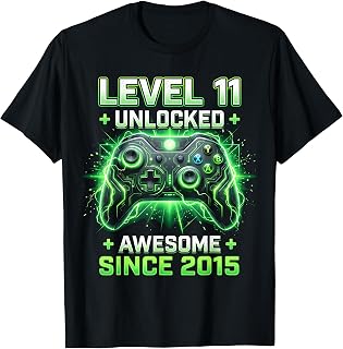 Level 11 Unlocked Since 2015 11th Birthday Boy Gamer Unisex T-shirt, Sweatshirt, Hoodie (1)