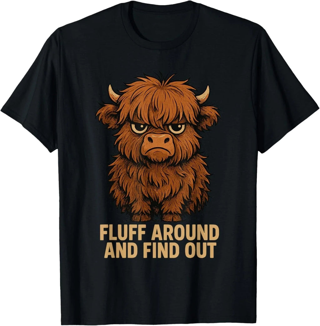 Fluff Around Find Highland Cow Tee Unisex T-shirt, Sweatshirt, Hoodie (1)